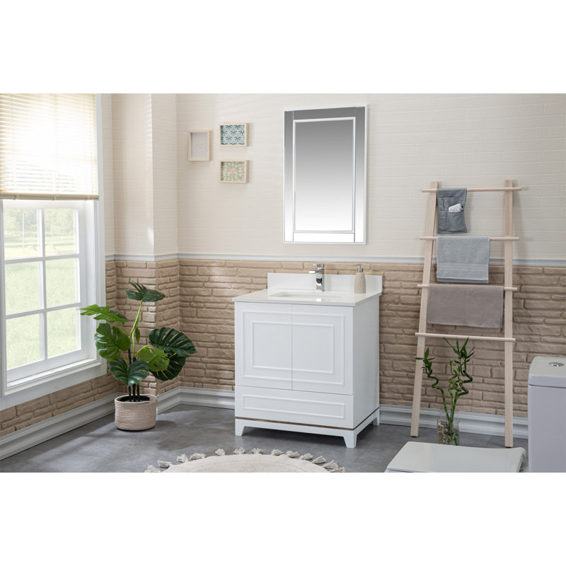 Ensemble de meuble-lavabo 29,5 "avec miroir Chalyse, Blanc