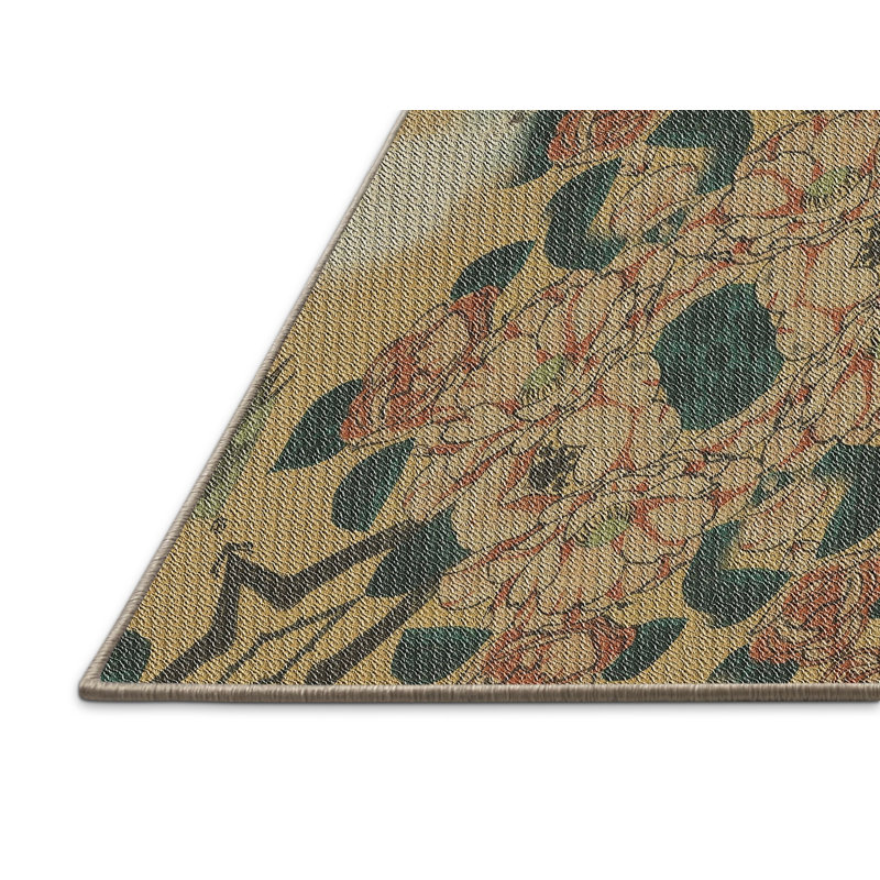 Tapis bleu marine/beige/rouge à motifs Cartana, Rectangle 5 pi x 7 pi