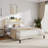 Upholstered Bed Frame with 2 Storage Drawers, Modern Queen Platform Bed with Charging Station & LED Light, No Spring Box Needed-1099011861-1099011860