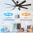 72 Inch 8-Blade Ceiling Fan With Led Light & Remote, Indoor Outdoor Modern Quiet Dc Fan, 6 Speed Reversible Dual Finish Ceiling Fan Compatible With Alexa Google