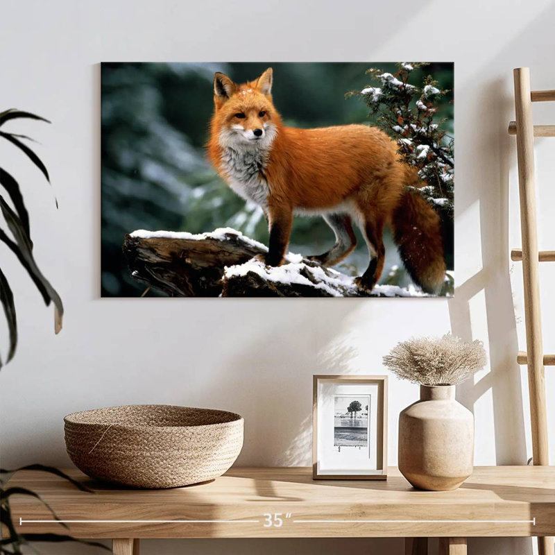 Furry Winter Fox, 16" H x 24" W