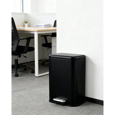 Stainless Steel Step Trash Can, Soft-Close Lid, Removable Inner Bucket, Fingerprint-Proof, Rectangular Waste Bin for Kitchen, Bathroom, Office