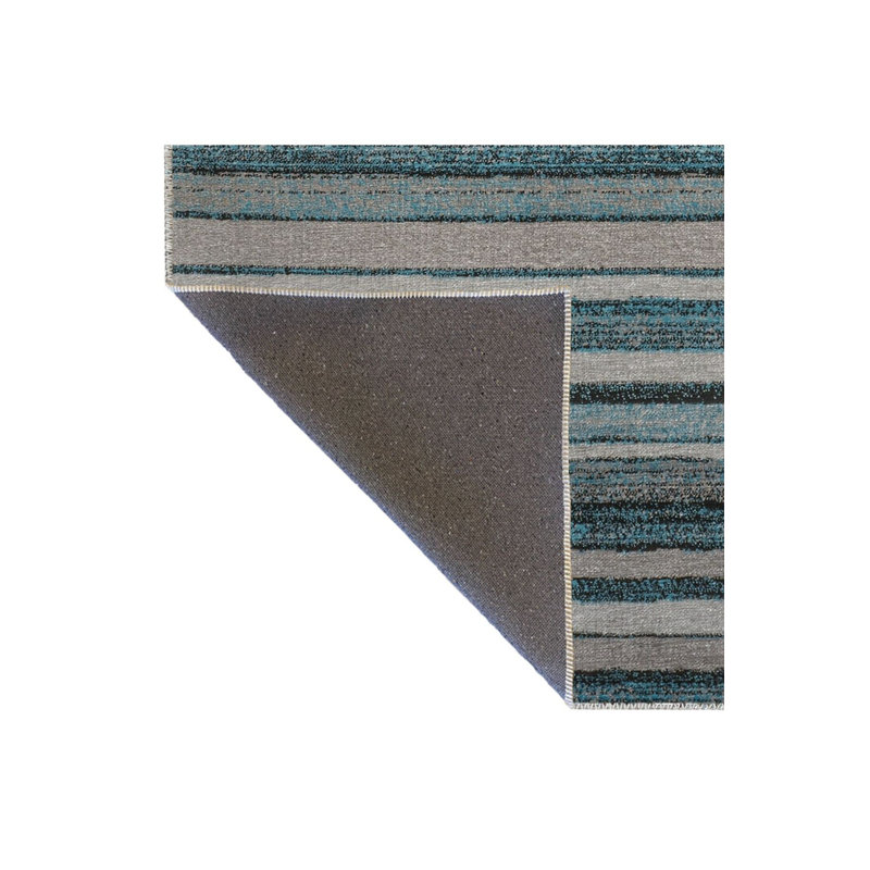 Tapis décoratif moderne bleu à motif abstrait lavable à la machine, Sous-tapis rectangulaire 2 pi 4 po x 3 pi 11 po