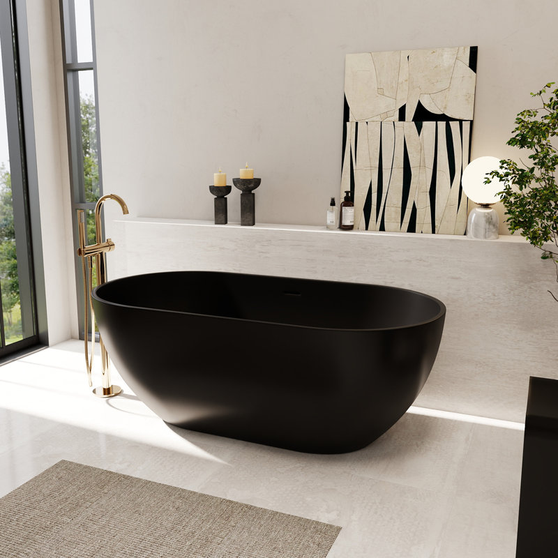 Baignoire de trempage autoportante en résine de 59 po x 30 po Ryder, Matte Black