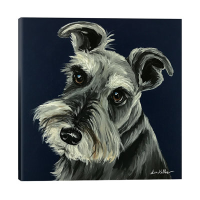 Schnauzer Navy - Wrapped Canvas Painting