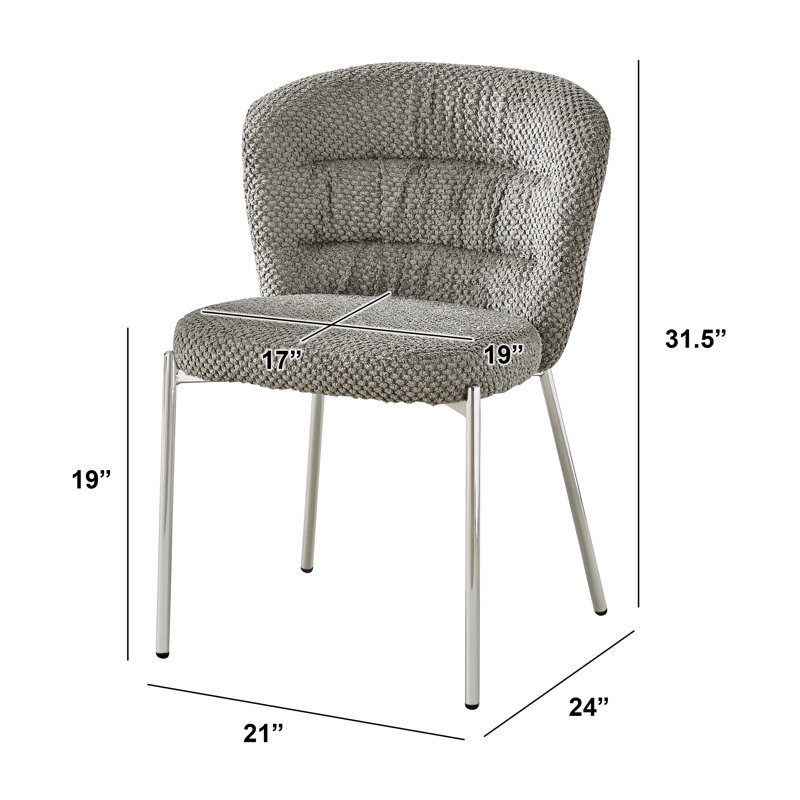 Chaises d'appoint moelleuses uniques avec pieds plaqués, Gris, Chrome