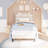 Modern Style Fabric Upholstered Bed XL Twin Size, Platform Bookshelf Bed With Power Outlets-760230441