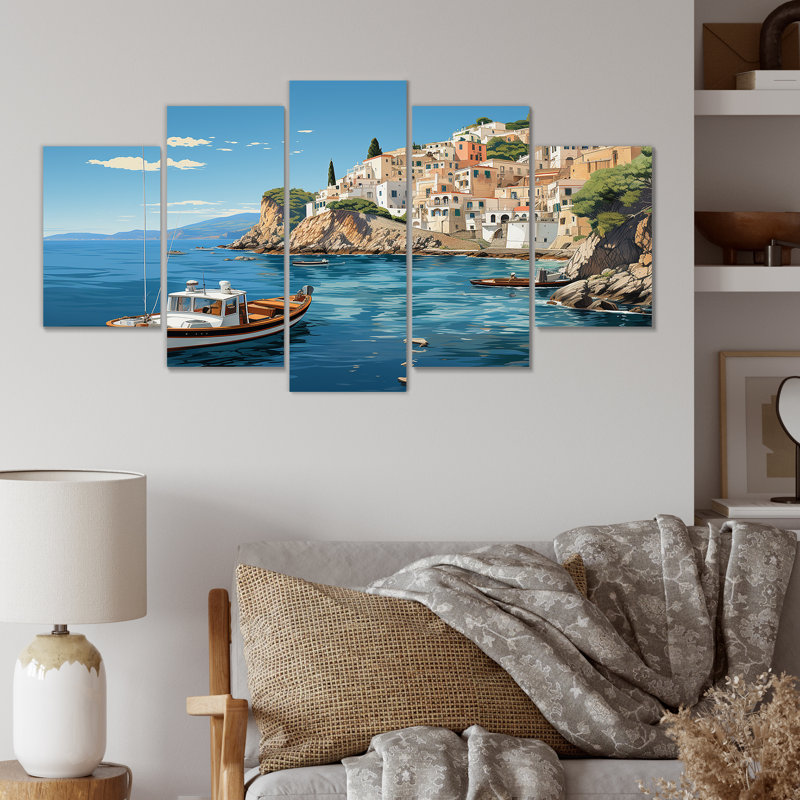 Capri, Italie, bleu, village méditerranéen III - Paysage, Italie, art mural multipanel
