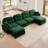 Modular Sectional U Shaped Couch With Ottoman, Soft Chenille Fabric, Quilted Pleated Design, High-Density Foam, Elegant Armrests, Easy Install For Bedrooms And Living Rooms, Green-1455838355-1455838357
