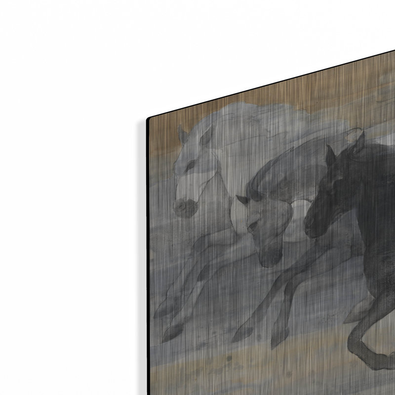 Art mural en métal «Prancing Trio» par Albena Hristova, Union Rustic, 16 po x 12 po
