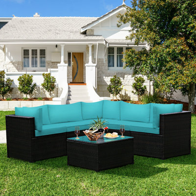 Ensemble de canapé de patio 6 pièces avec coussins pour l'extérieur