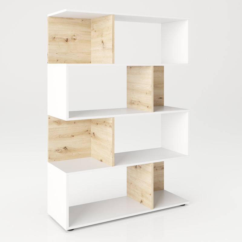 Calline 146cm H x 103cm W Bookcase, Oak/White