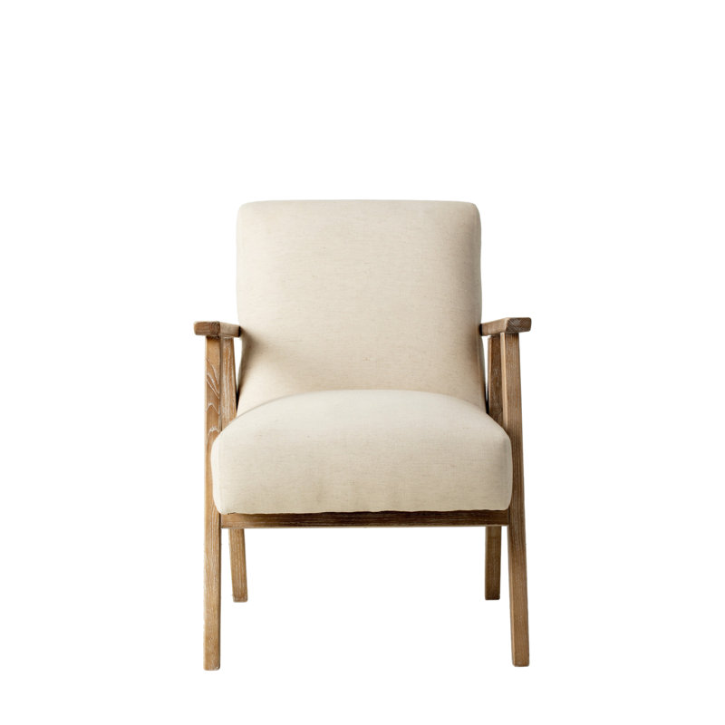 Nayla Upholstered Solid Wood Armchair, Natural