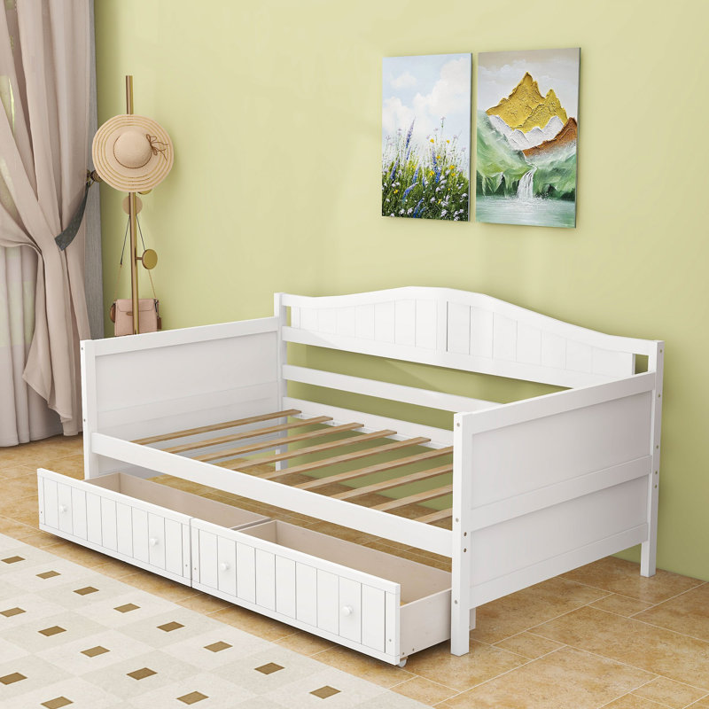 Twin Size Daybed with Storage Drawers, White