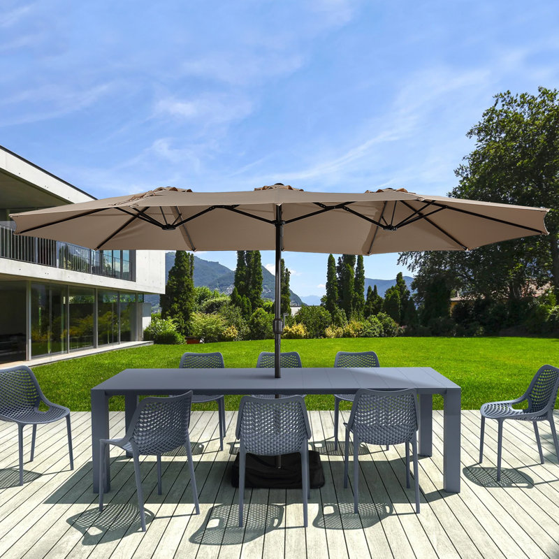 Parasol de marché 15 pi avec base, Brun clair