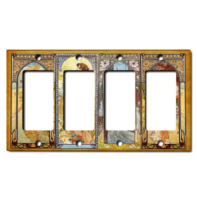 Beautiful Art Nouveau Angel Girl 4-Gang Toggle Light Switch Wall Plate