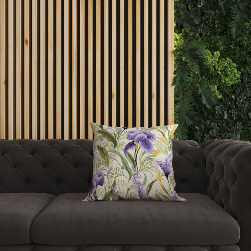 Coussin Breezy Buds, H 20 po x l 20 po, Floral mauve / vert