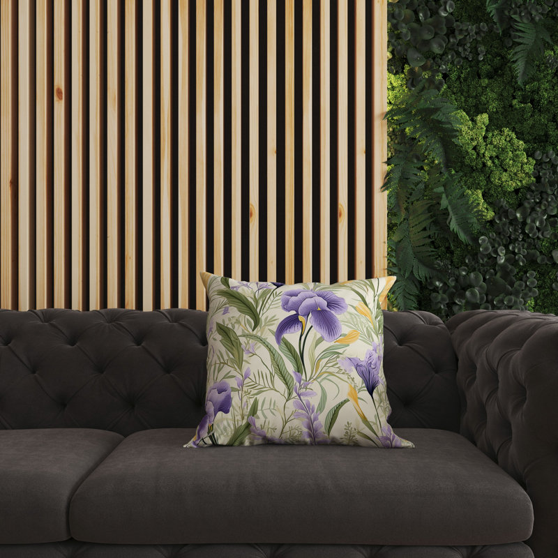 Oreiller réversible intérieur / extérieur Breezy Buds, H 26 po x l 26 po, Floral mauve / vert