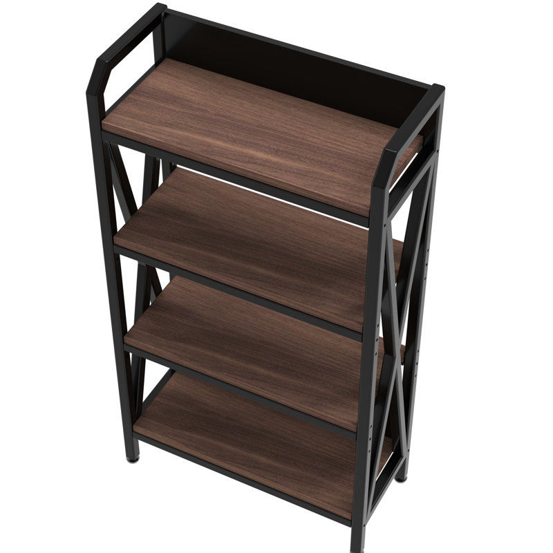 Étagère de cuisine 54,64 po à 4 niveaux en métal et bois pour salle de bain, placard, entrée, avec tablettes réglables, lignes épurées, chambre de rangement à quatre niveaux à visibilité rapide, cuisine, avec dos ouvert