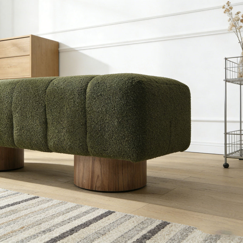 Banc de salle à manger rembourré, Boucle verte, L 50 po