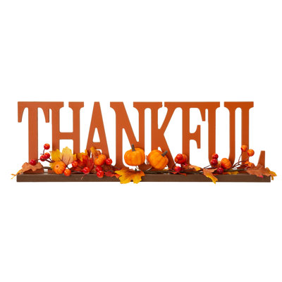 20"L "THANKFUL" Wooden Table Decor