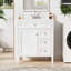 Meuble-lavabo moderne de 30 po avec lavabo supérieur, 2 tiroirs, tiroir coulissant, tablette réglable, glissières de tiroir en métal lisse, fonctions de rangement variées, pieds romains exquis, poignée texturée, blanc +-1833188684
