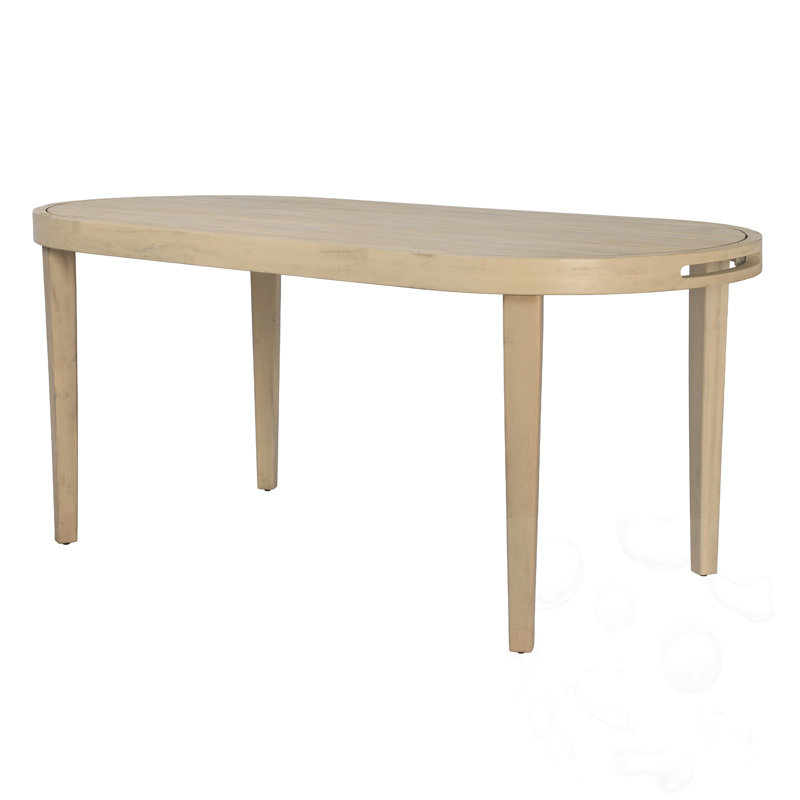 Table de salle à manger ovale d'extérieur, Teck clair