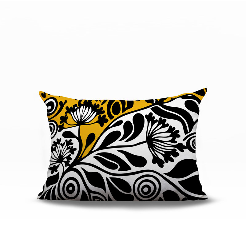 Oreiller rectangulaire réversible intérieur / extérieur Gina, Jaune, Rectangle H 14 po x l 20 po