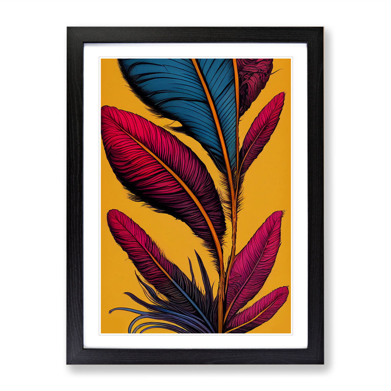 Urban Feather - Single Picture Frame Painting, Black , 34cm H x 25cm W x 2cm D