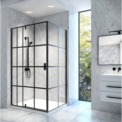 Cabine de douche rectangulaire pivotante 32 "x 75" avec base incluse Lanelle