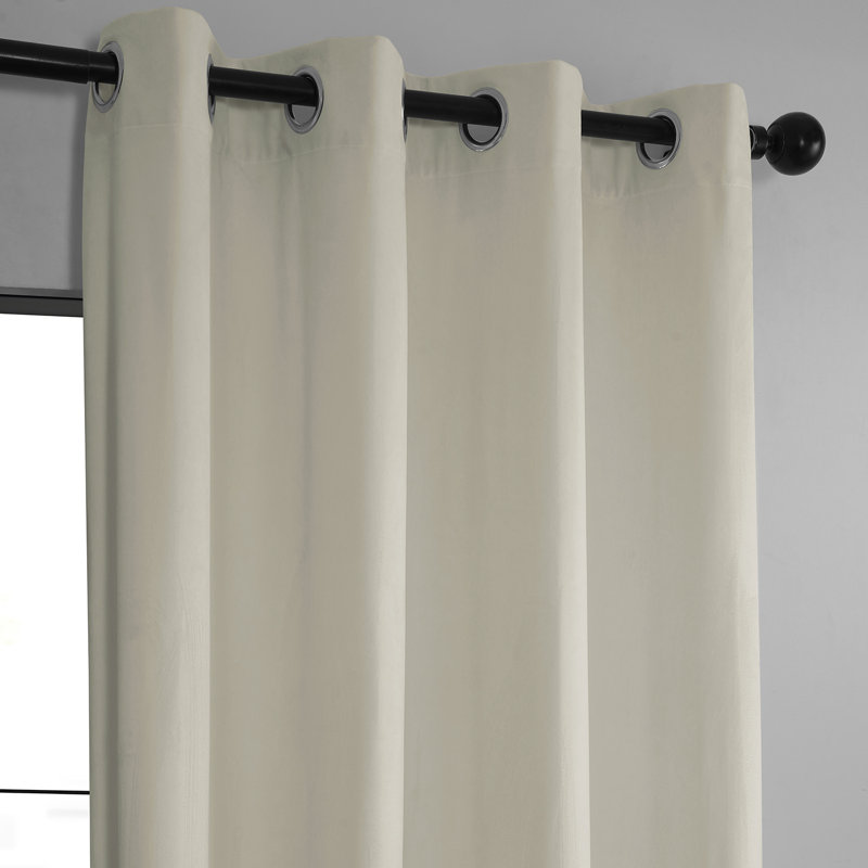 Basic Deluxe Velvet Curtain Pair - 2 Panels - Grommet Room Darkening Curtains, 50" W x 84" L, Off White