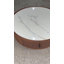 Table basse moderne 35,43 po avec plateau en pierre naturelle flammée, tiroirs de rangement et pieds sphériques Modern