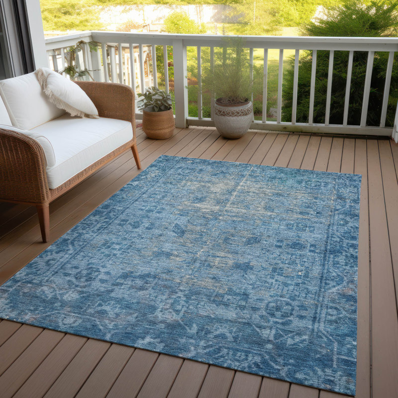 Tapis intérieur / extérieur bleu Delaura , 8' x 10'