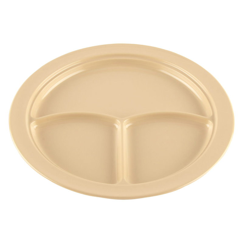 Assiette à 3 compartiments - Assiette plate en mélamine de 10 po allant au lave-vaisselle de qualité commerciale, ensemble de 12