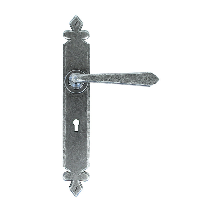 Cromwell Lock Door Handle, Pewter Patina