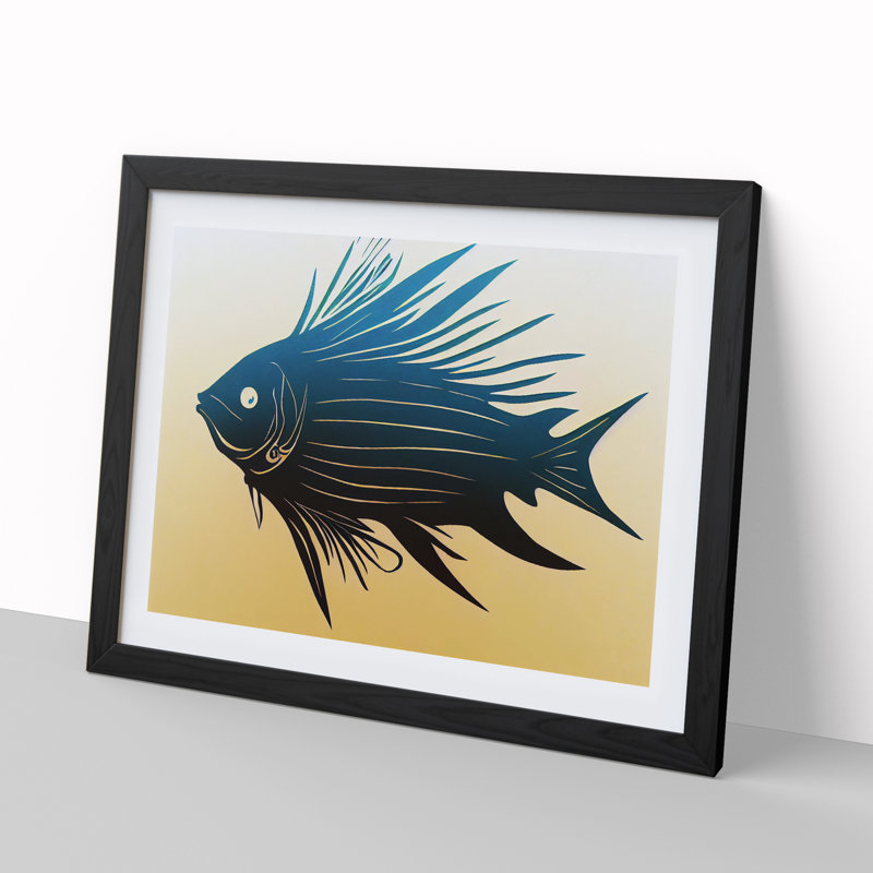 XH1022-8862X Terrific Fish - Single Picture Frame Print, 46cm H x 64cm W x 2cm D, Black