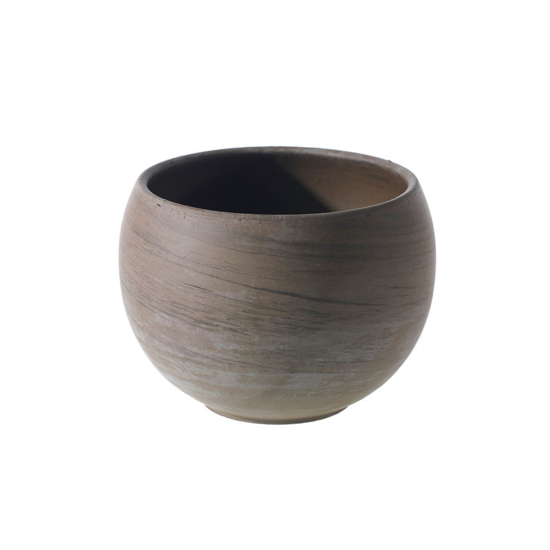 Handmade Ceramic Pot Planter, Gray, 3.5" H x 4.75" W x 4.75" D