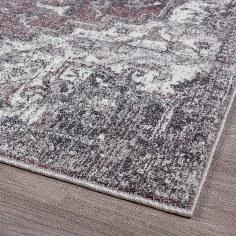 Tapis oriental lilas / blanc cassé Mannsville, Rectangle 9 pi x 12 pi
