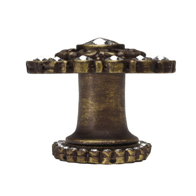 Caché large round multi crystals knob with halo platform with Swarovski Clear Crystalsin Antique Brass