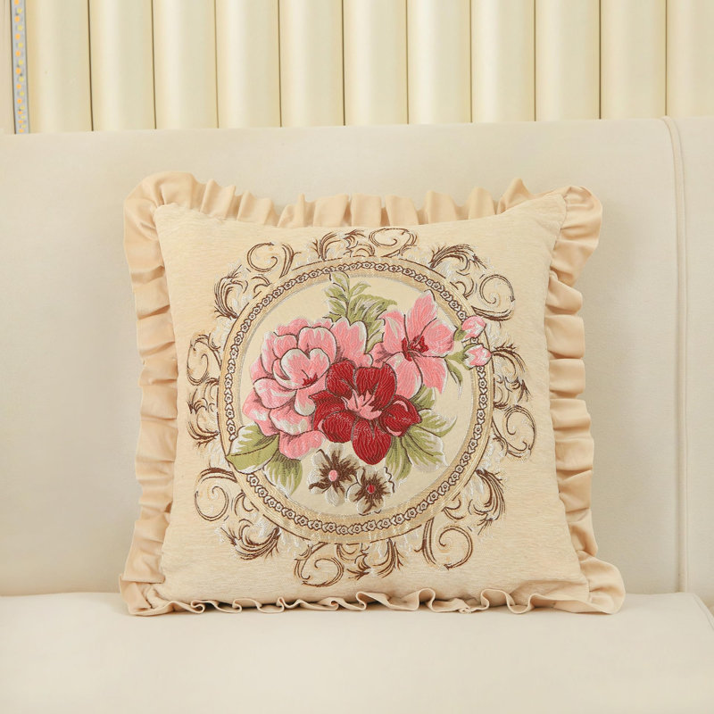 Lot de 2 housses de coussin décoratives vintage en chenille, 45 x 45 cm, blanches, pour canapé.