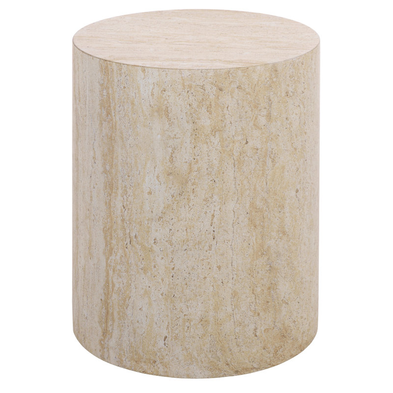 Aurielle Cylinder Accent Table, Travertine