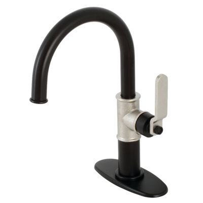 Kingston Brass Whitaker Single-Handle 1-Hole Deck Mount Bathroom Faucet with Push Pop-Up and Deck Plate