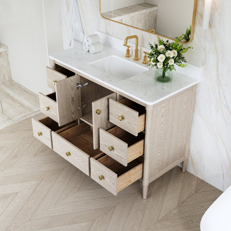 Ensemble de meuble-lavabo simple 48 po avec comptoir en quartz Carrera