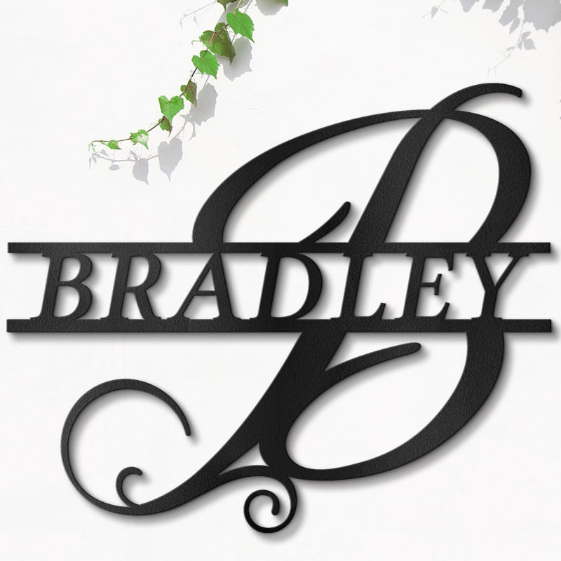 Custom Split Letter Wall Accent, Metal Name Sign Wall Art, Personalize Family Gift Wall Décor, 20" H x 20" W x 0.05" D, Black