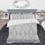 Ensemble de housse de couette moderne gris et blanc à motif damassé moderne-109156507
