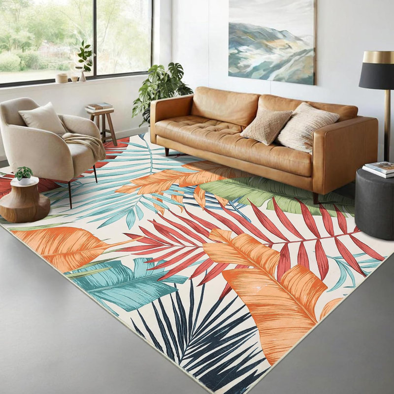 Tapis de couloir Tropical Palm Leaves, Rectangle 10 pi x 13 pi