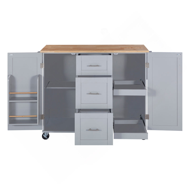 Versatile Rolling Kitchen Island With Abundant Storage For Organized Cooking, Gray