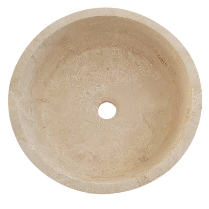 Lavabo de salle de bain vasque circulaire en pierre, Travertin clair