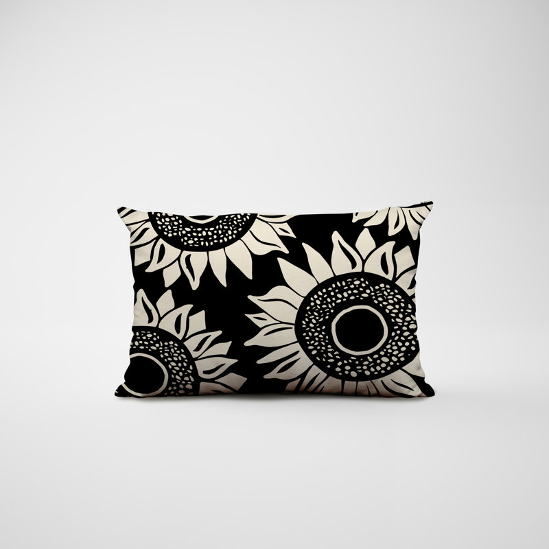 Polyester/Polyester Blend Lumbar Rectangular Indoor/Outdoor Pillow Cover & Insert, Black