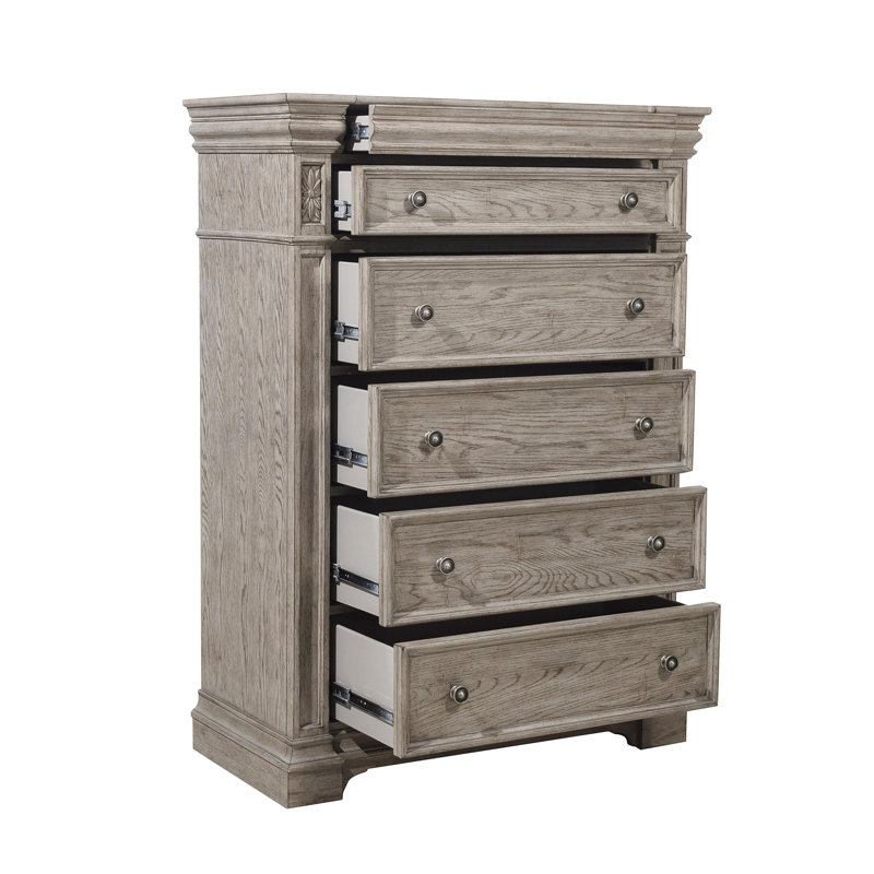 Kingsbury French Gray 6-Drawer Chest with Pewter Knobs